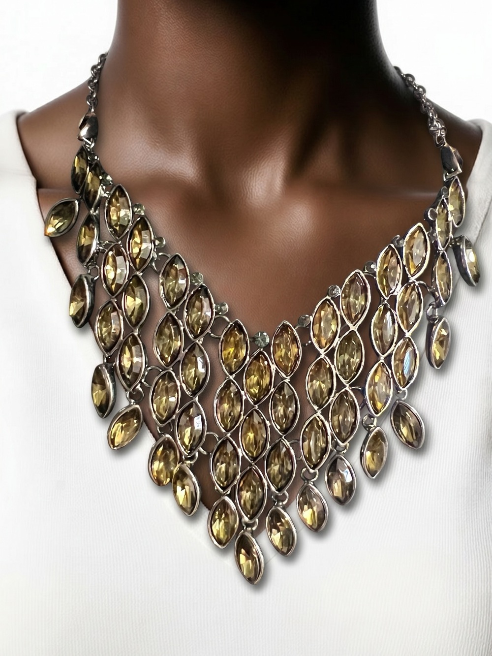 Statement golden Crystal Bib Necklace - Women Jewelry